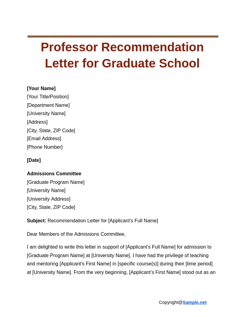 Application For Your University Recommendation Letter