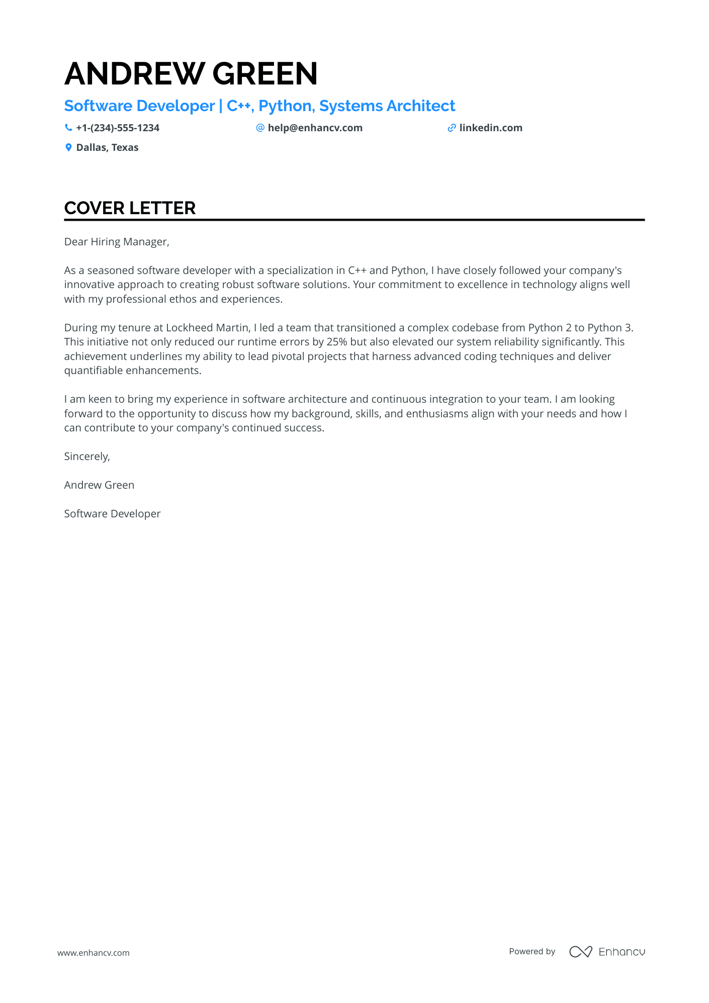 6 Professional Undergraduate Cover Letter Examples And Template For 2025 Enhancv