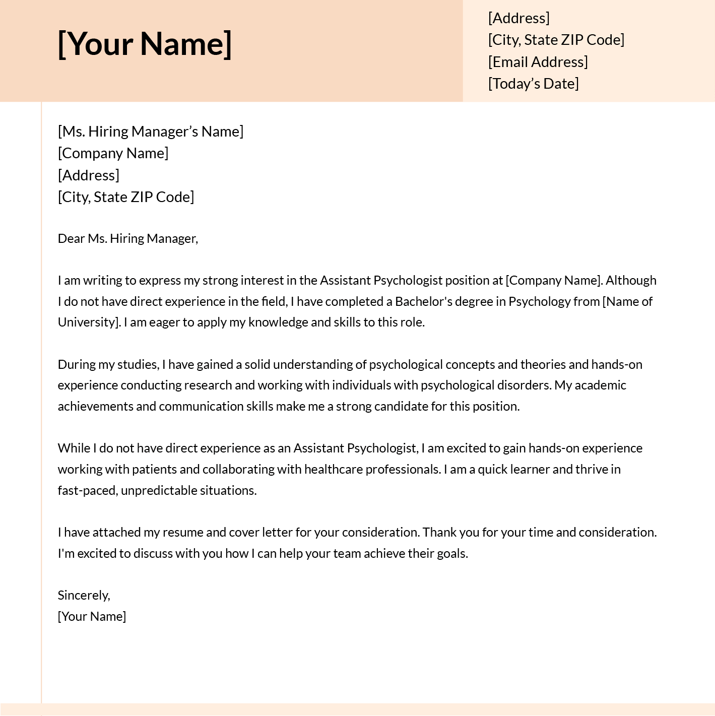 Cover Letter For University Application Psychology