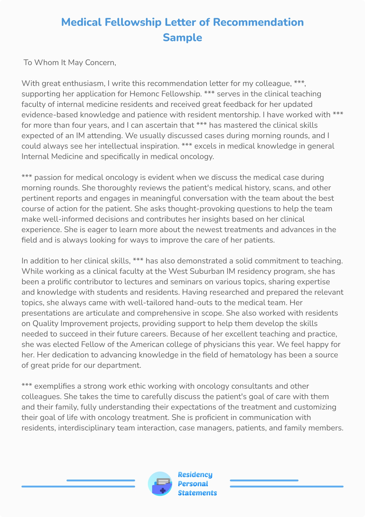Best Sample Letter Of Recommendation For Fellowship Program
