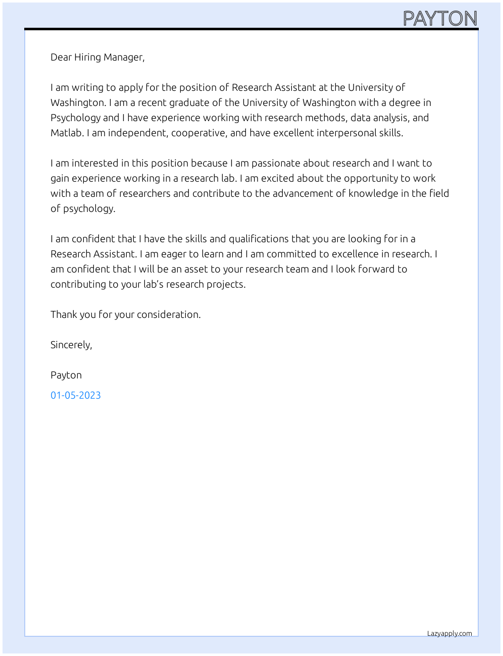 Cover Letter For University Of Washington LazyApply