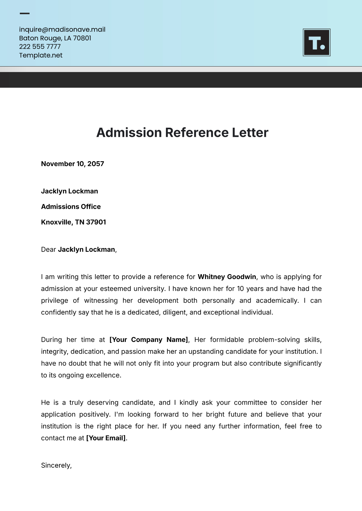 Acceptin Application Letter University Admission Application Letter Sample