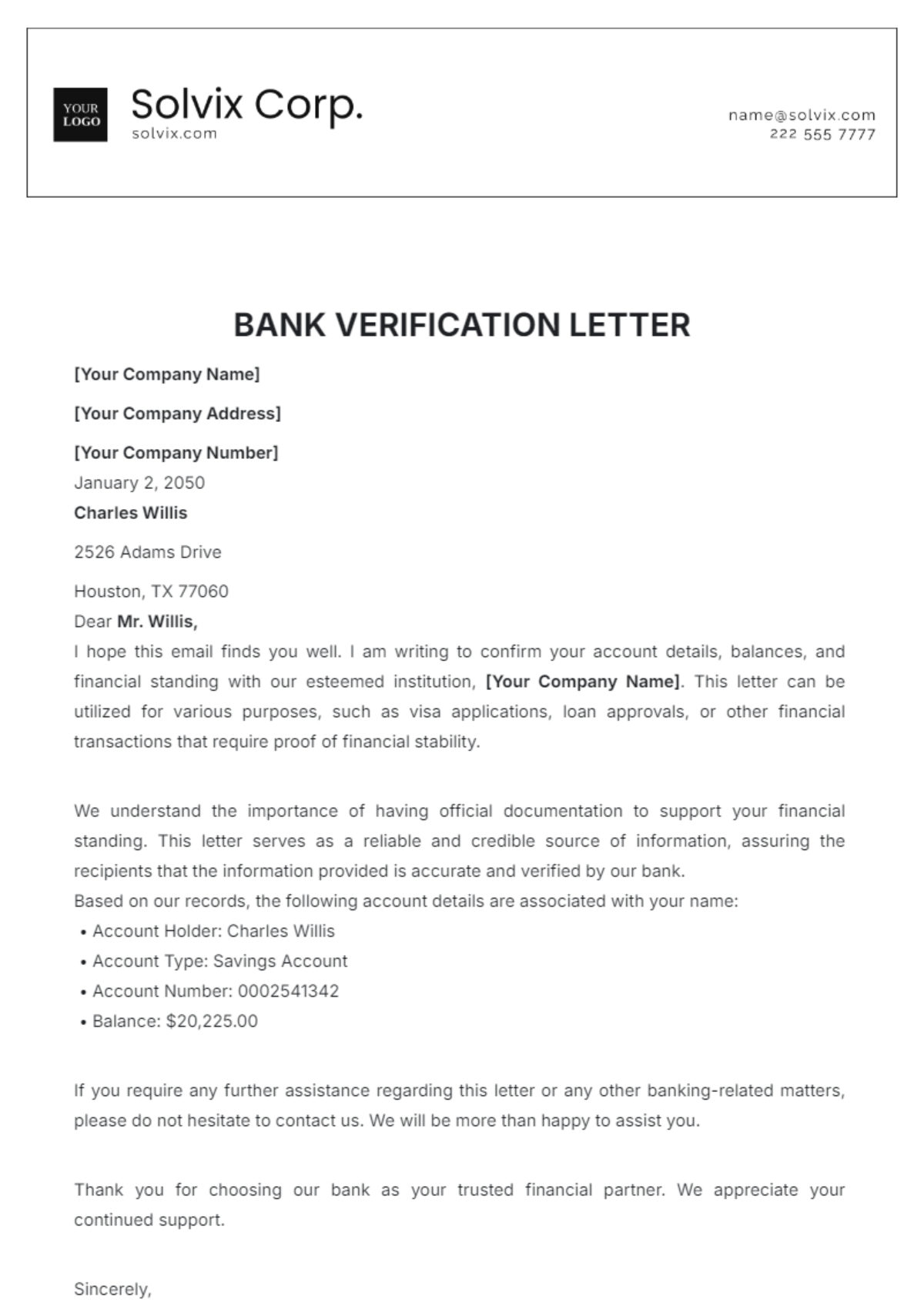 Bank Letter For University Application Template