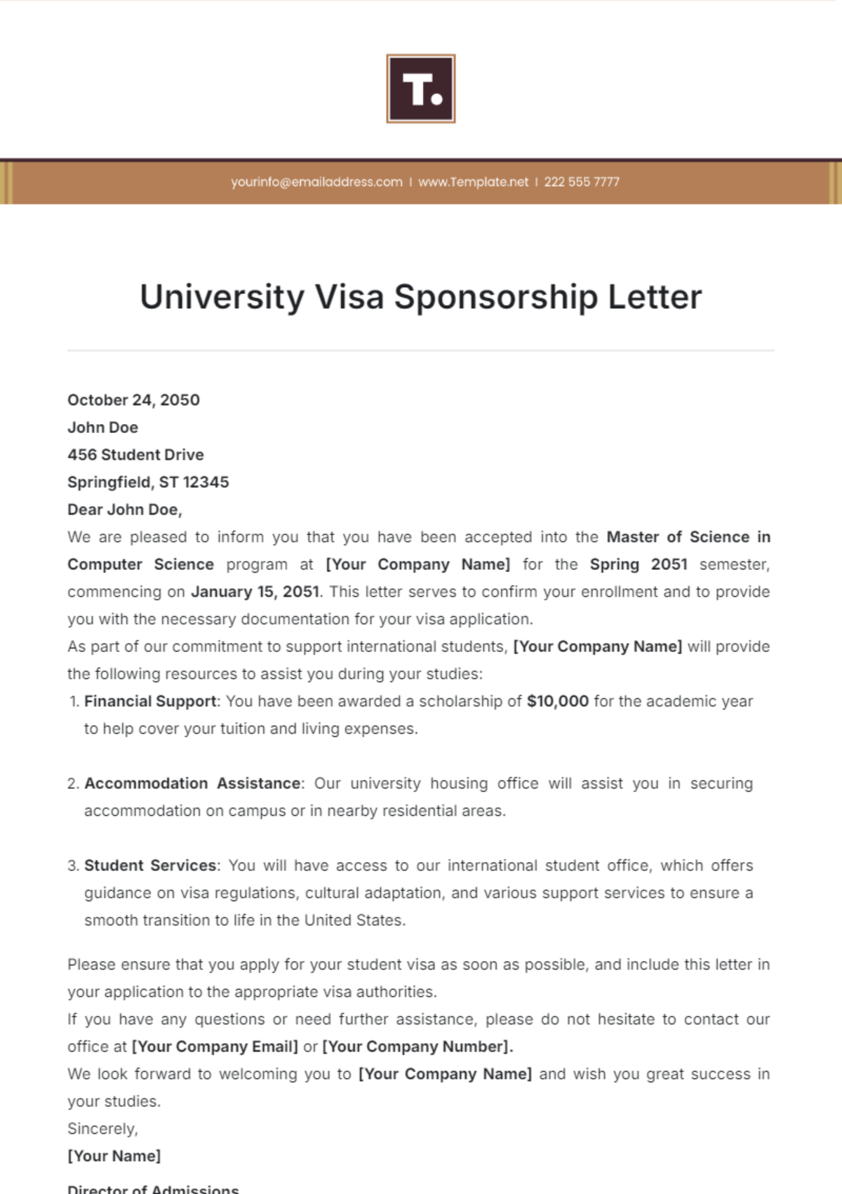 Bank Letter For Interanatinal Student University Application