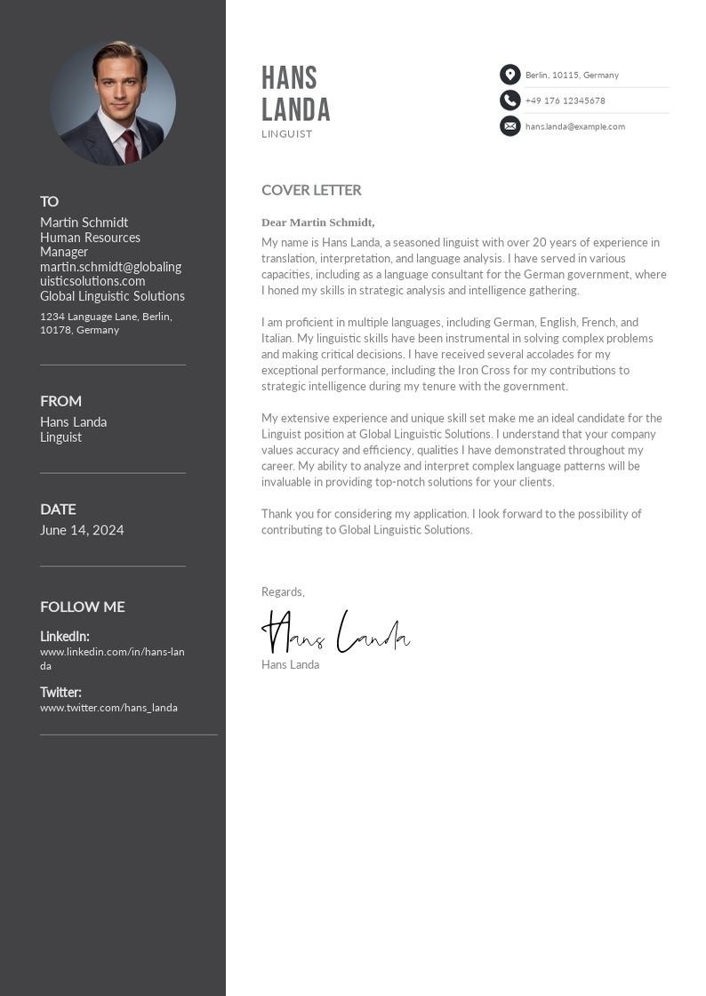 Sample Application Letter For German University