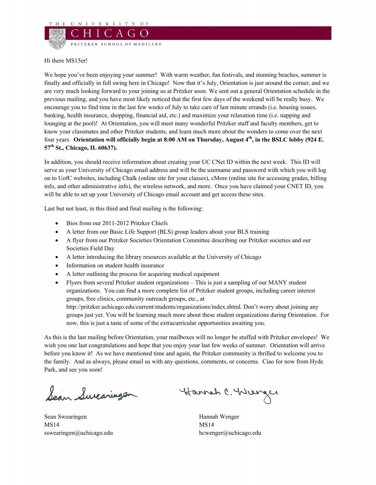 Hi There MS15er Pritzker School Of Medicine University Of Chicago