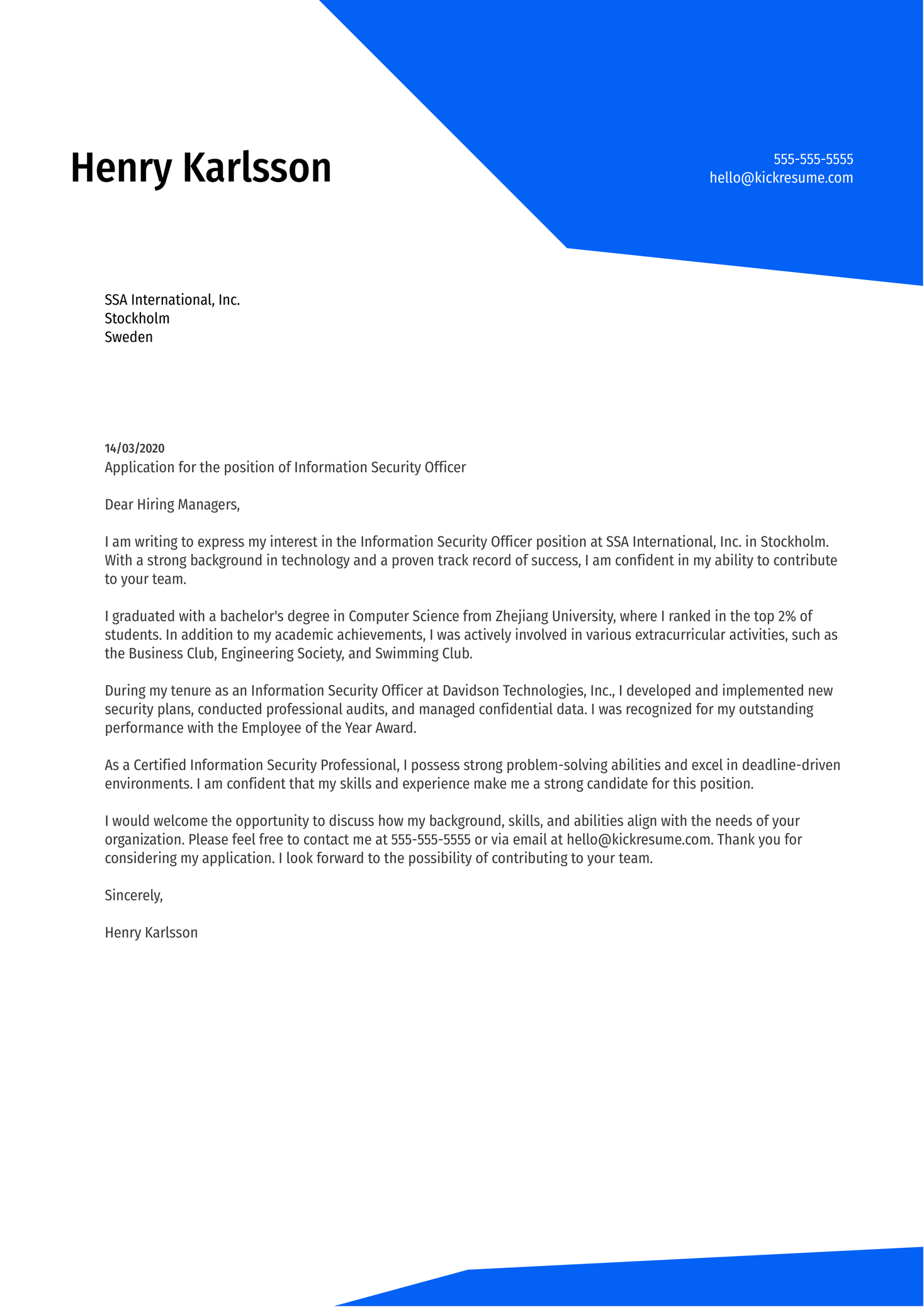 Information Security Analyst Cover Letter Samples Examples 2025 Kickresume