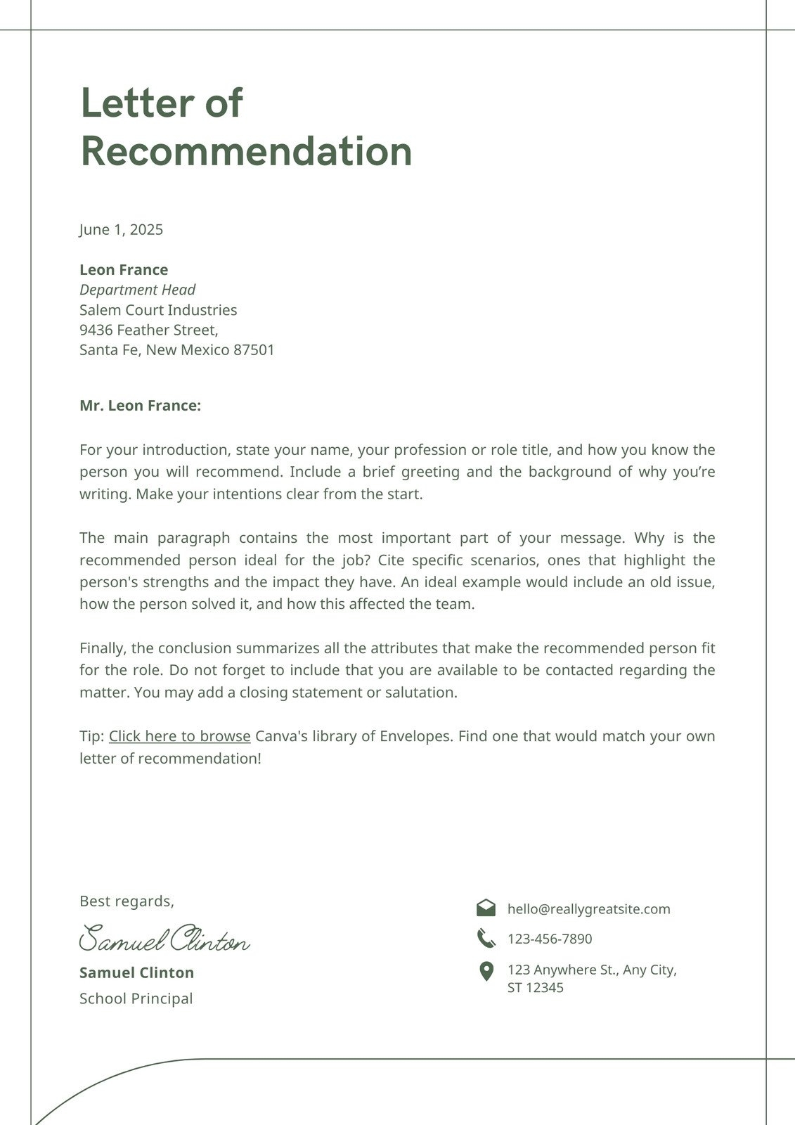 Letter Of Recommendation LOR Format Samples