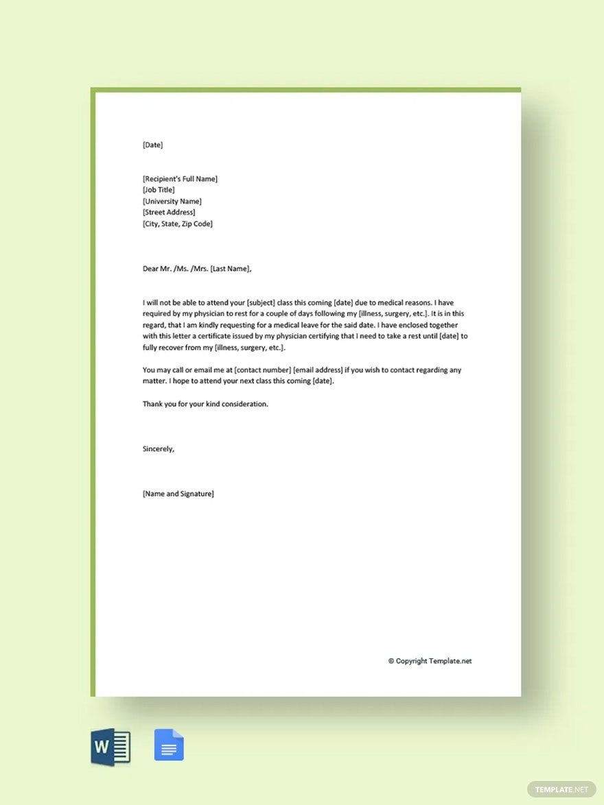 Application Letter For Leave Of Absence In University Sample