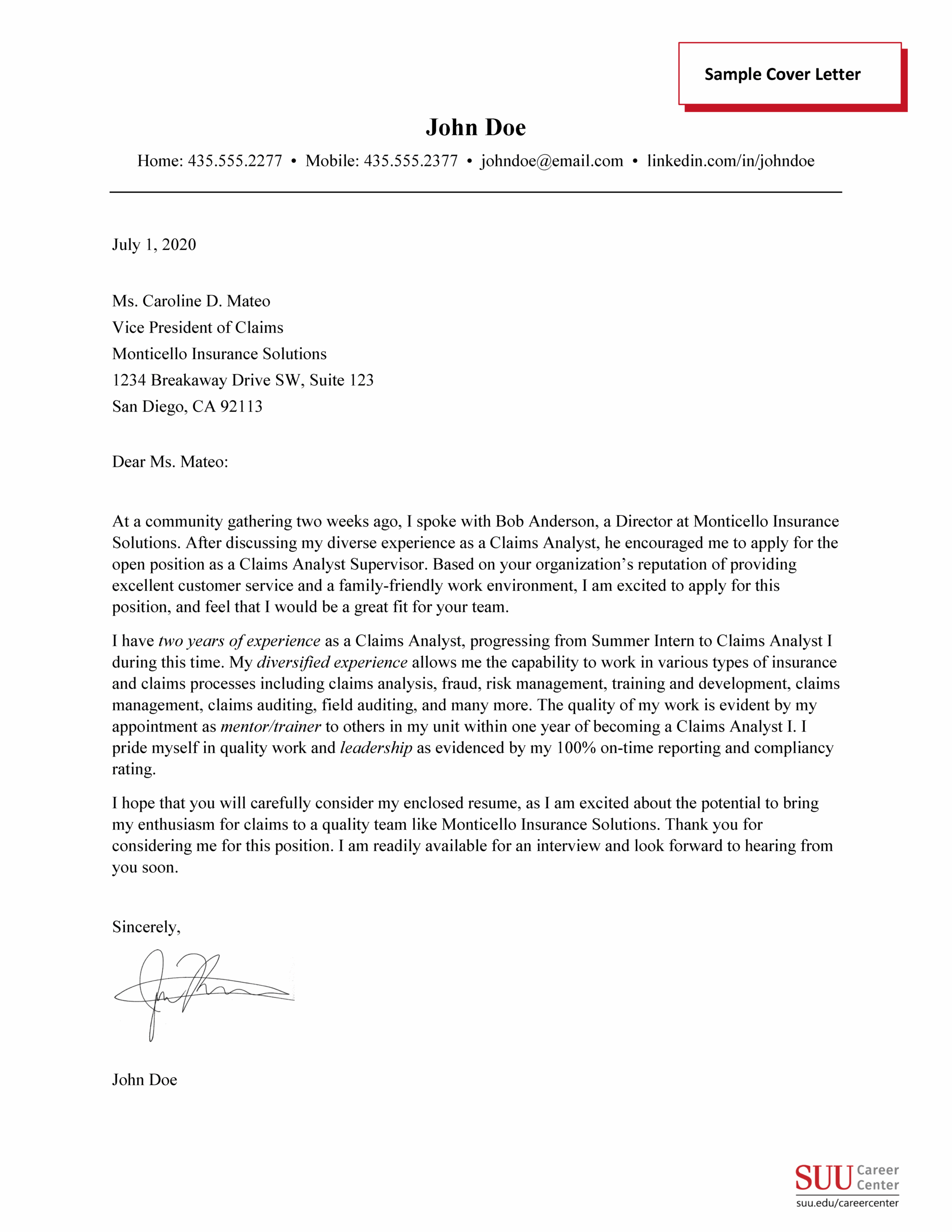Resume And Application Letters- Arizona University