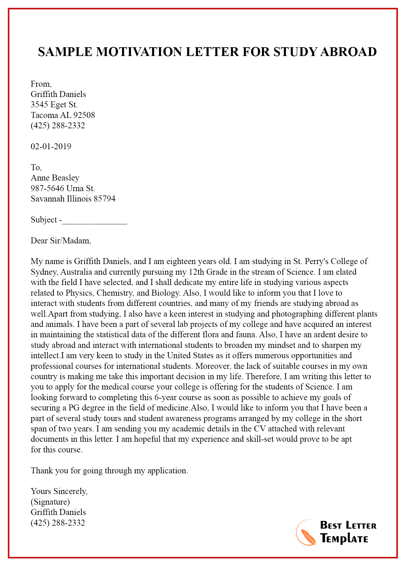 Sample Of Masters Application Letter To University Application Letter To Study Abroad