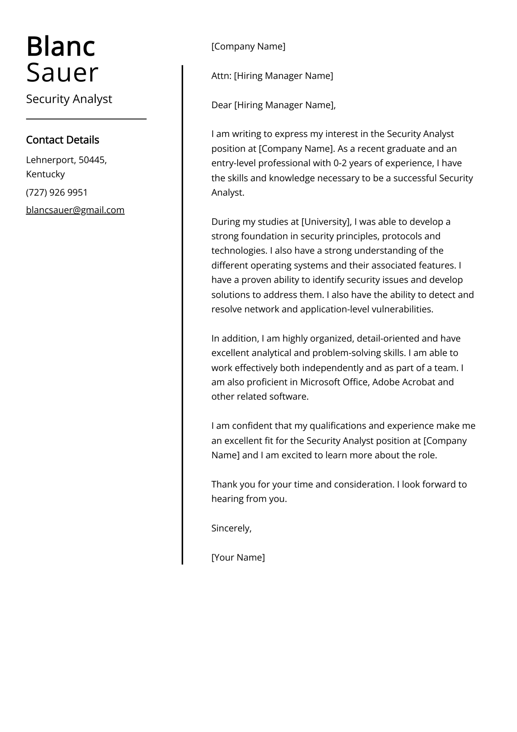University Application Cover Letter Examples Cyber Security