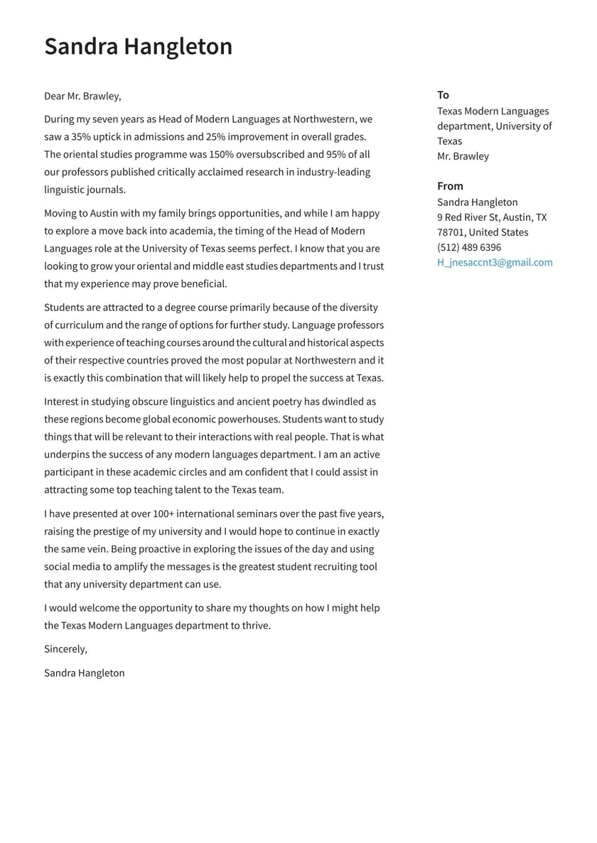 Cover Letter For Application To University