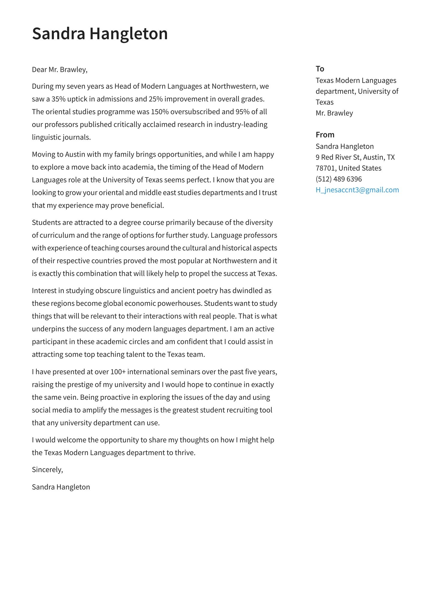 Application Letter For University Admission Sample