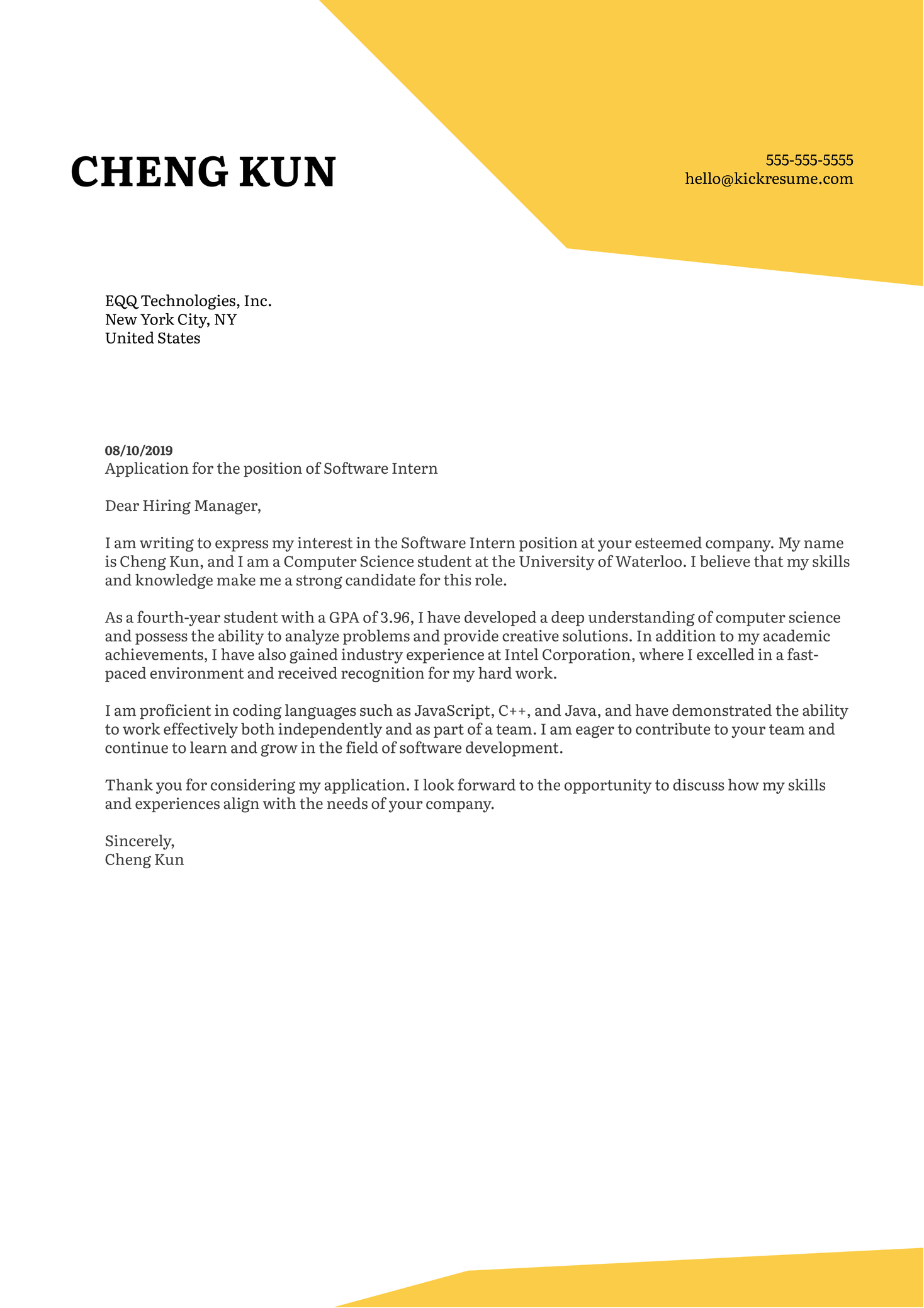 Example Cover Letter For University Employment Application